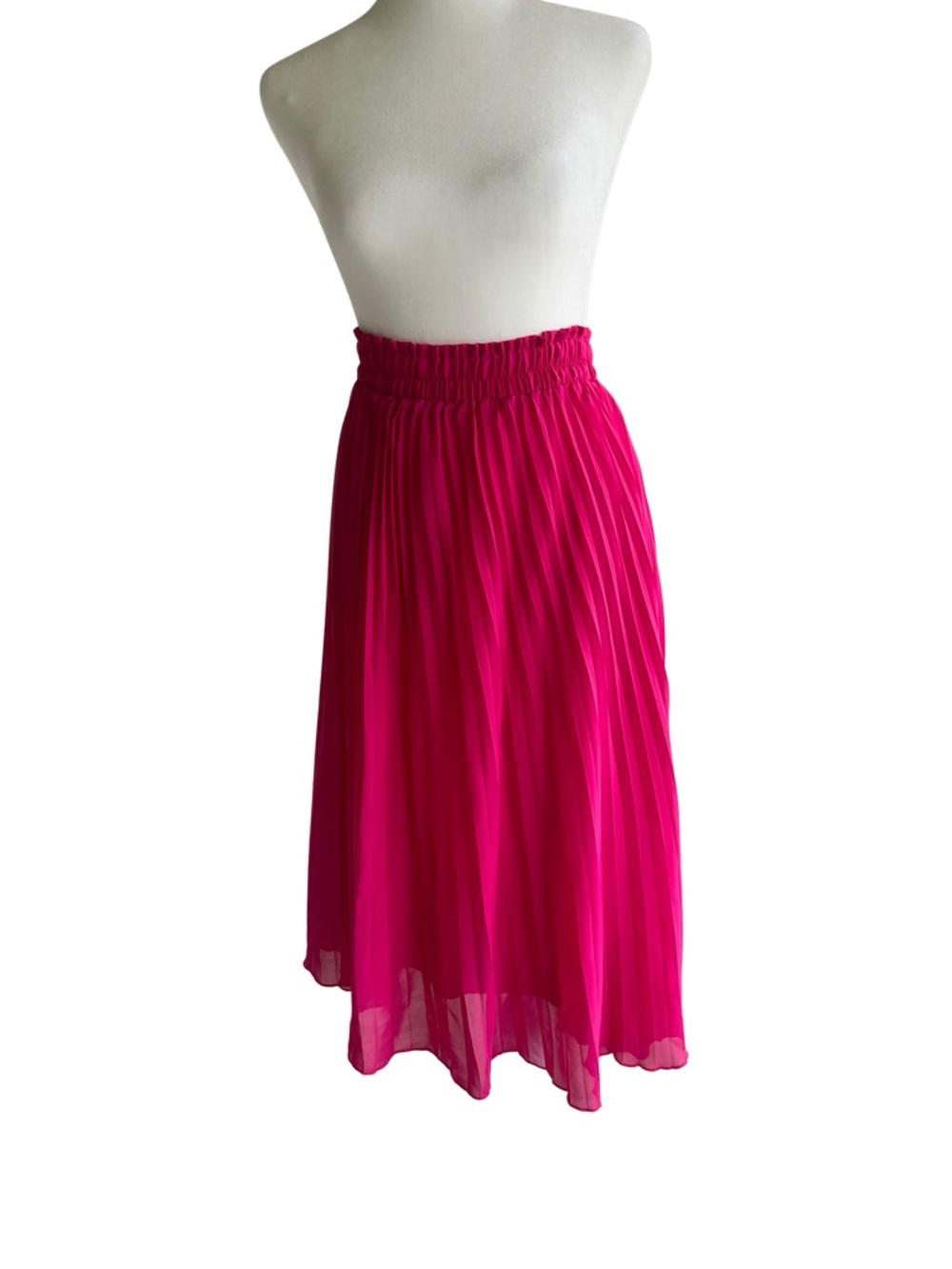 Women's Pleated Midi Skirt - Hot Pink